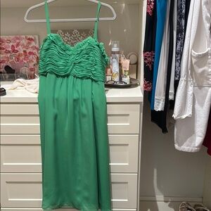 Boden Green Ruffled Pleated Sundress